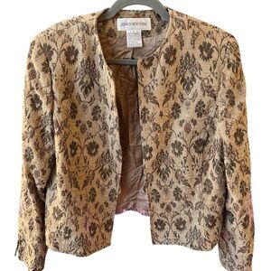 Jones New York Women's Beige and Brown Patterned Blazer